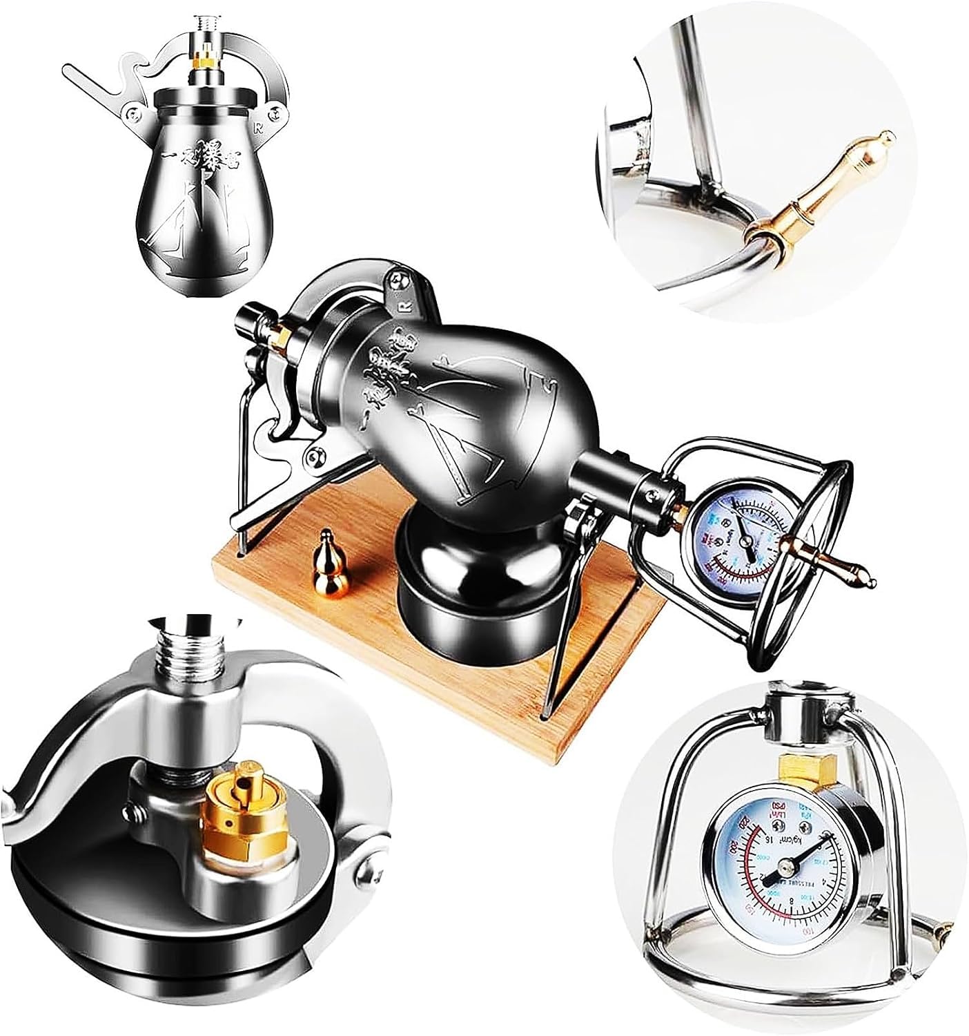 MáQuina para Hacer Palomitas de MaíZ de Acero Inoxidable 304 con Manivela Manual y Amplificador de Granos de Alta PresióN para Reuniones Familiares y Fiestas (260ml)