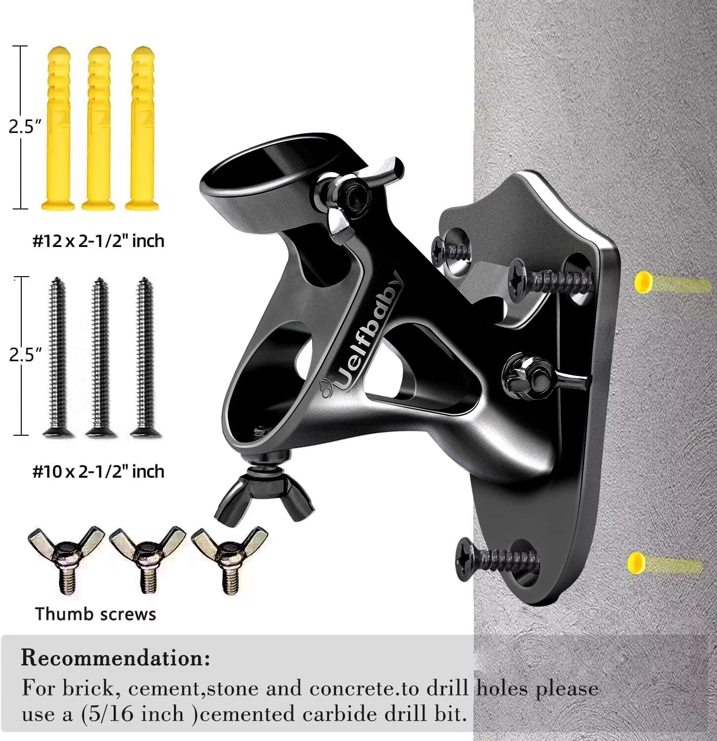 Uelfbaby Flag Pole Holder Bracket, Heavy Duty 304 Stainless Steel 2-Position Wall Mount for 1" Flag Pole