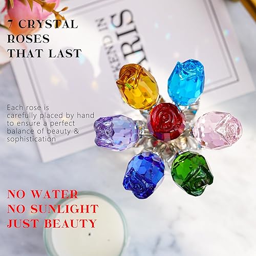 Miniatura 6 de H&D HYALINE & DORA Figura colorida de rosas de cristal, regalos de rosas para mujeres, figuras coleccionables de fiesta de boda, caja de regalo