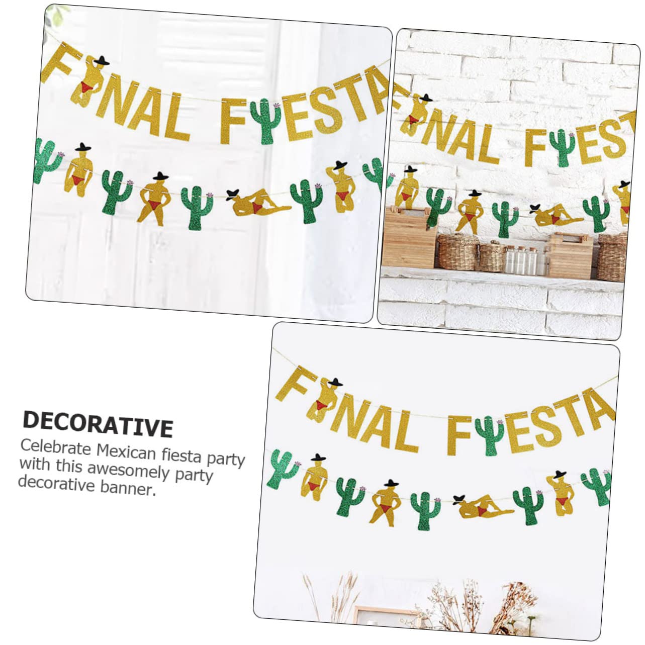 Abaodam 6 Piezas Decorativas Colgantes para Fiesta Mixta Banderines Mexicanos para Suministros Temáticos Cinco Mayo Cumpleaños Taco Cactus Guirnalda Decoración Decoración Feliz Fiesta