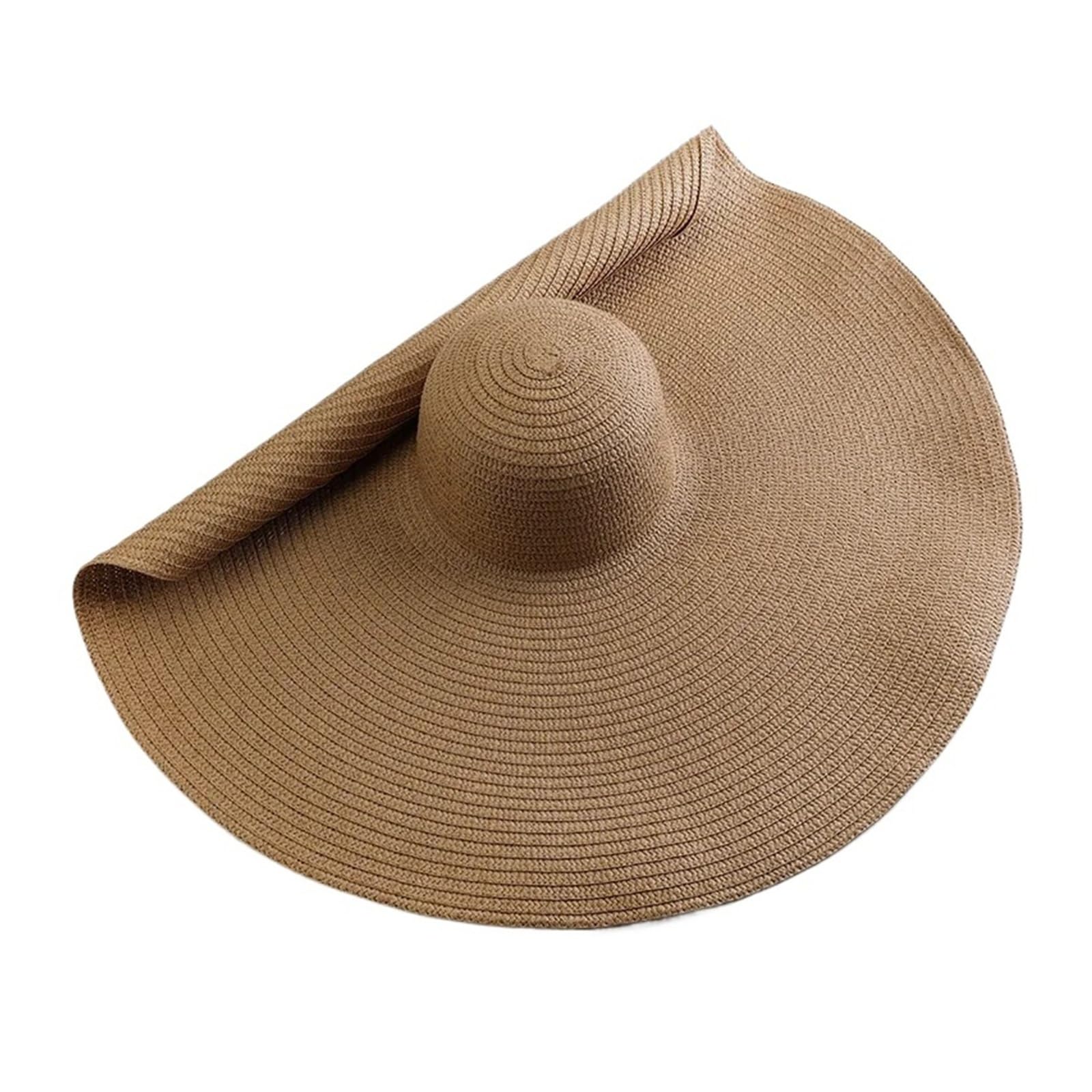 Cappello da sole a tesa larga oversize 70 cm viaggio grande in paglia spiaggia pieghevole estivo donna