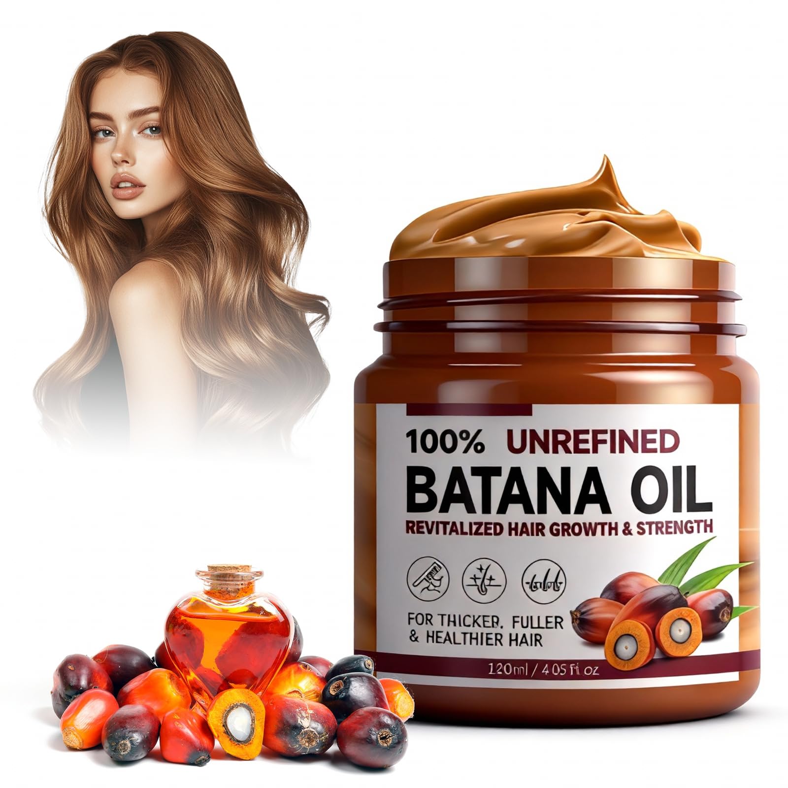 Après-Shampooing à l’Huile de Batana, Masque pour Cheveux Secs,Soin Capillaire Hydratant et Réparateur, Anti-Frisottis, Nourrissant pour Cheveux Secs, Abîmés et Bouclés, Doux et Brillant,120ml