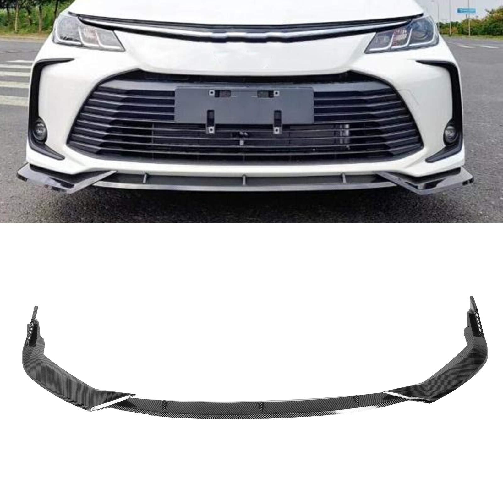 Spoiler przedniego zderzaka w stylu włókna węglowego regulowany aerodynamiczny rozdzielacz dla 2019 2020 3 sztuka ABS ochraniacz zderzaka