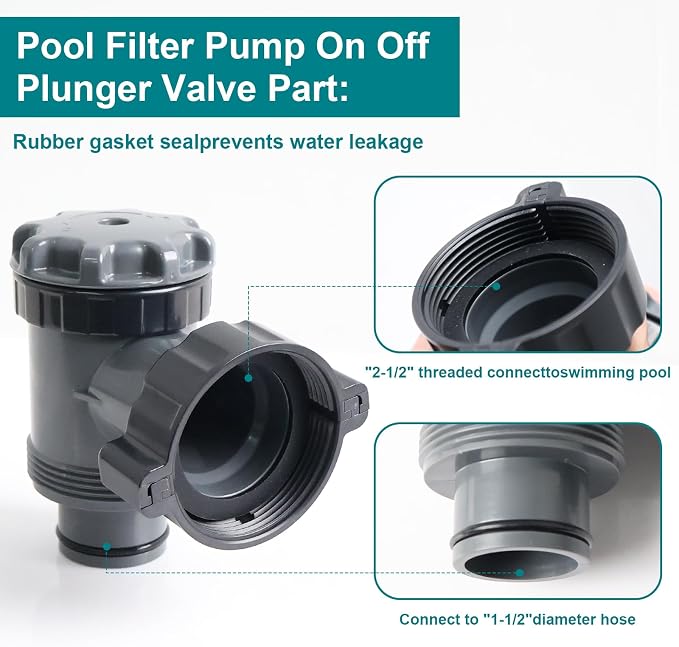 Válvula de émbolo para conexión de filtro de piscina miniatura 3