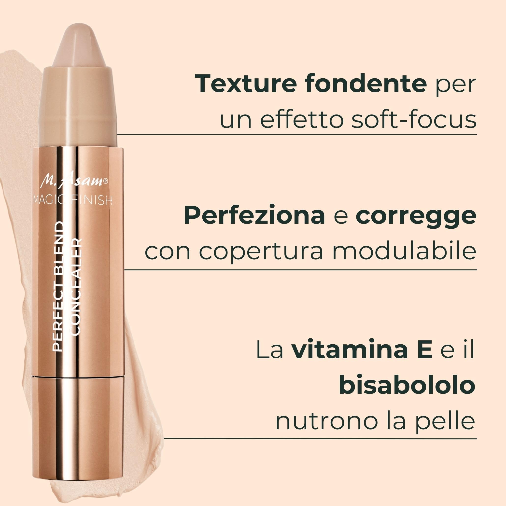 M. Asam MAGIC FINISH Perfect Blend Correttore Ivory (3 g) – Penna di copertura perfezionata e nasconde macchie e irregolarità, trucco con opacità variabile e effetto sfocatura istantaneo