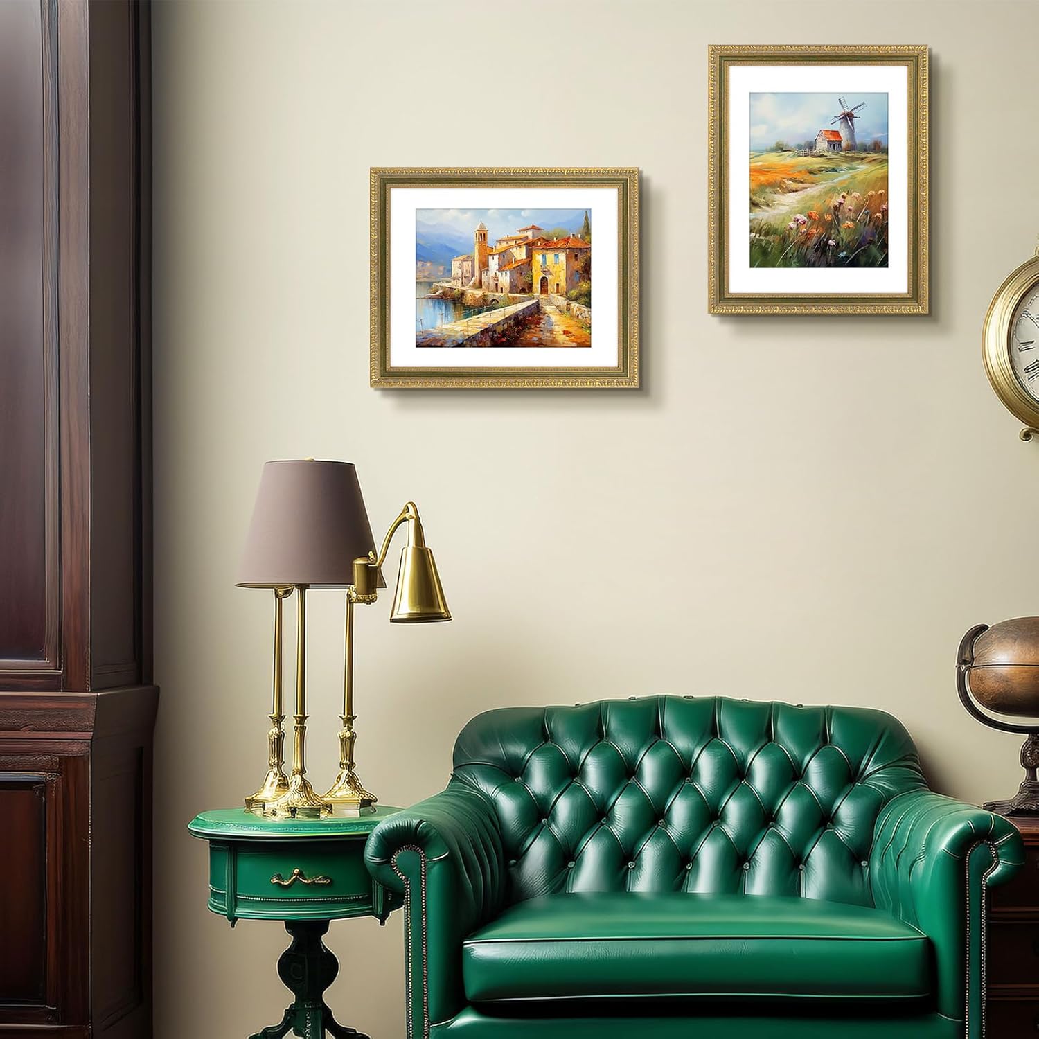 Golden State Art, 14x18 Ornate Vintage Photo Frame with White Mat for 11x14 Pictures or 14x18 Without Mat, Antique Gold with Green Color