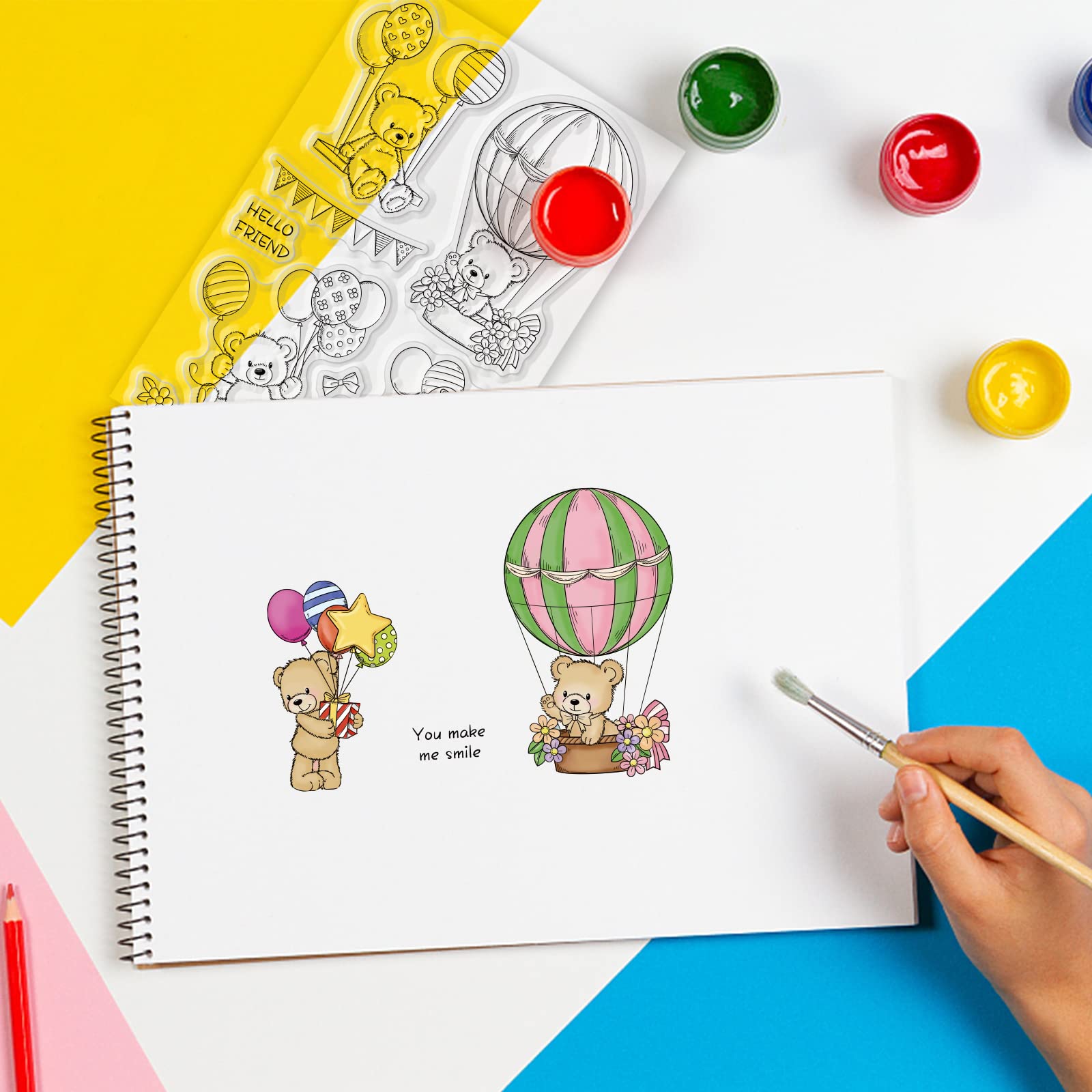 Timbri Trasparenti In Silicone Per Scrapbooking - Tema Orso E Mongolfiera - Foto 6