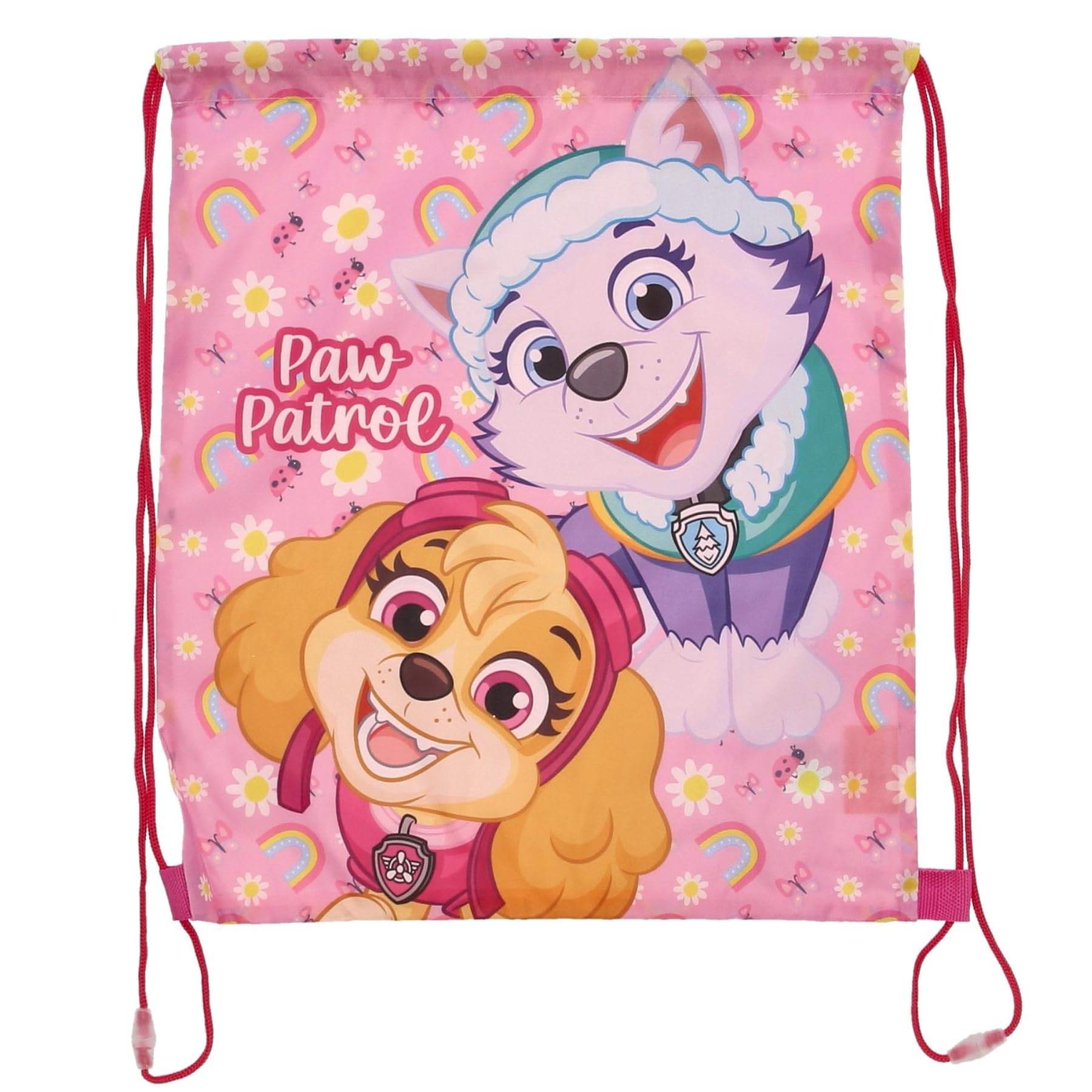 Paw Patrol Kids Drawstring Gym Bag Pink | Skye & Everest PE Sports School Bag | Girls School Travel Shoe Bag 35 x 40 cm