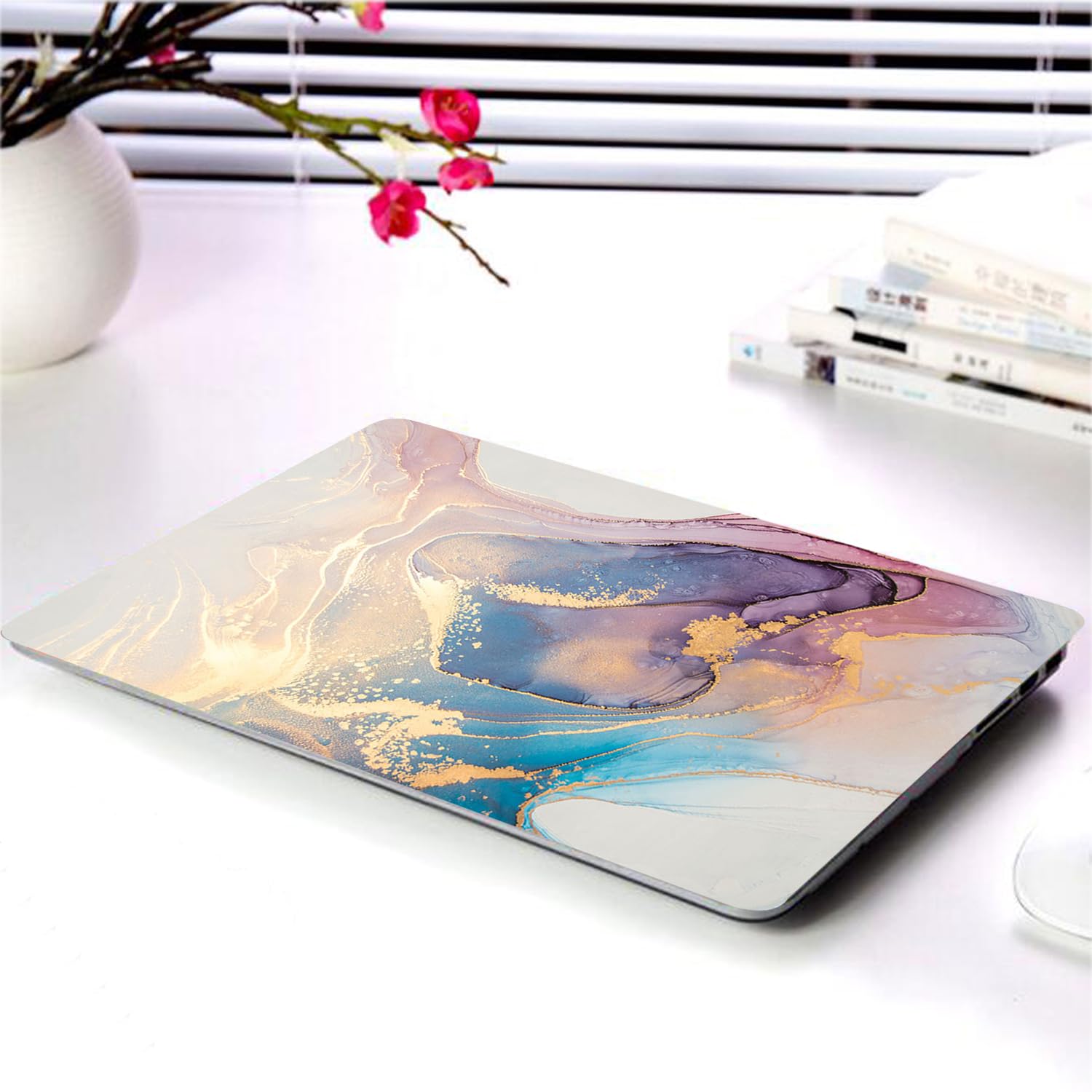 Funda Dura Compatible con Macbook Air 13,6 Pulgadas 2022 2024 M2 M3 Versión Modelo A2681 A3113 con Pantalla Retina Touch ID, Plástico Carcasa Delgada Cubierta Protectora, Mármol Colorido