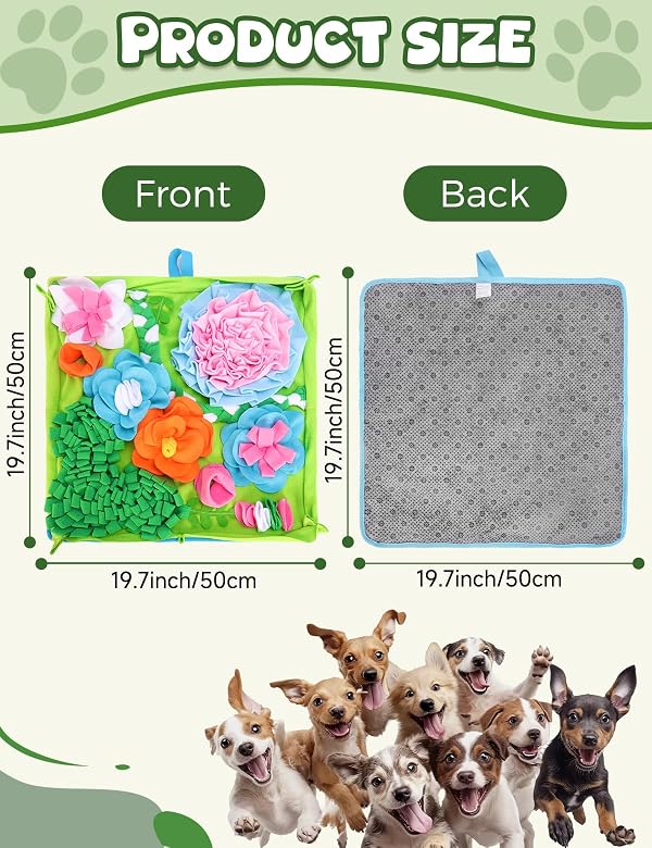 Qxsnuvvlg Snuffle Mat for Dogs, Slow Feeding Game Interactive Puzzle Dog Food Mat,Encourage Natural Foraging Skill-Dog Snuffle Mat 19.7''x19.7''Easy to Clean, Durable by Qxsnuvvlg - Image 3