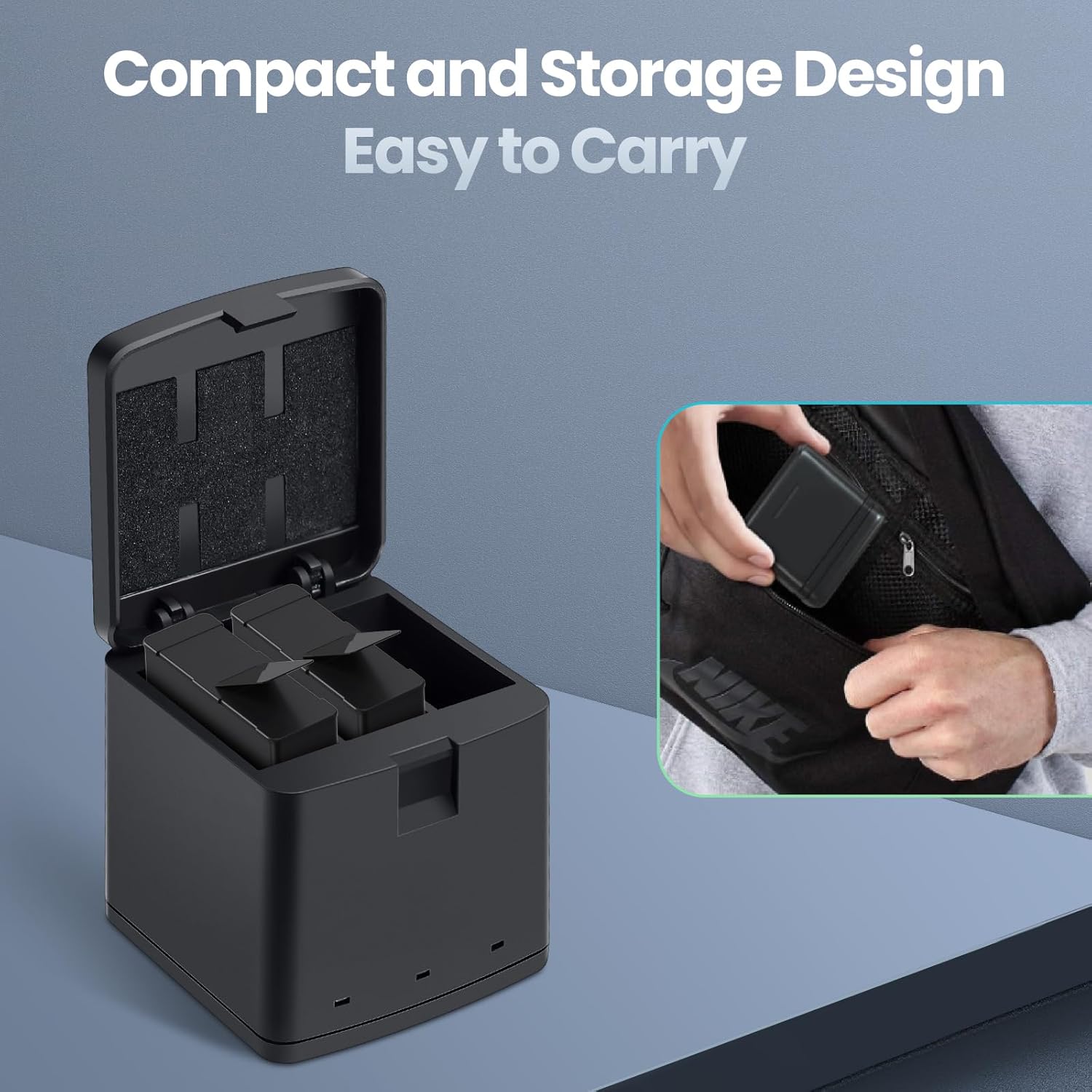 2 Packs 1500mAh Batteries for GoPro Hero 8 with 3 Channel Battery Charging case Compatible with GoPro Hero 8, 7, 6, 5 Black Camera