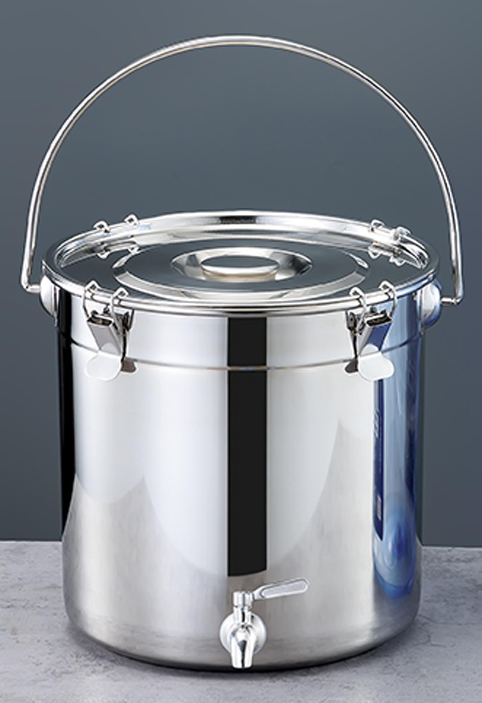 Pentola per Zuppa con Coperchio con Rubinetto Pentola, Pentola per Zuppa in Acciaio Inossidabile con Fondo Composito Secchio per Vino, Lattina per Addensare Il Latte,20L