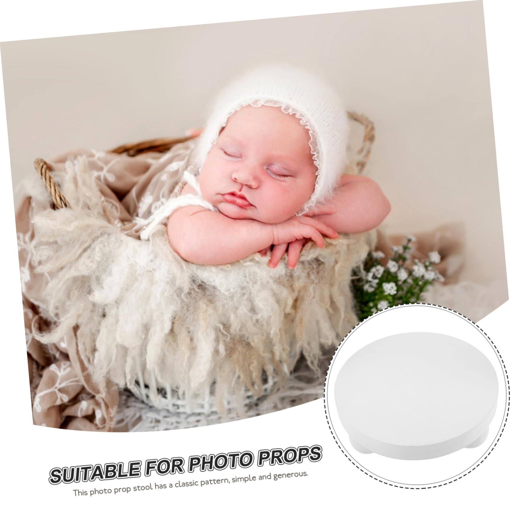 Hemobllo Tabouret De Photographie en Bois Poli À La Main Petit Tabouret Rond Décoratif pour Plantes pour Garçons Et Filles