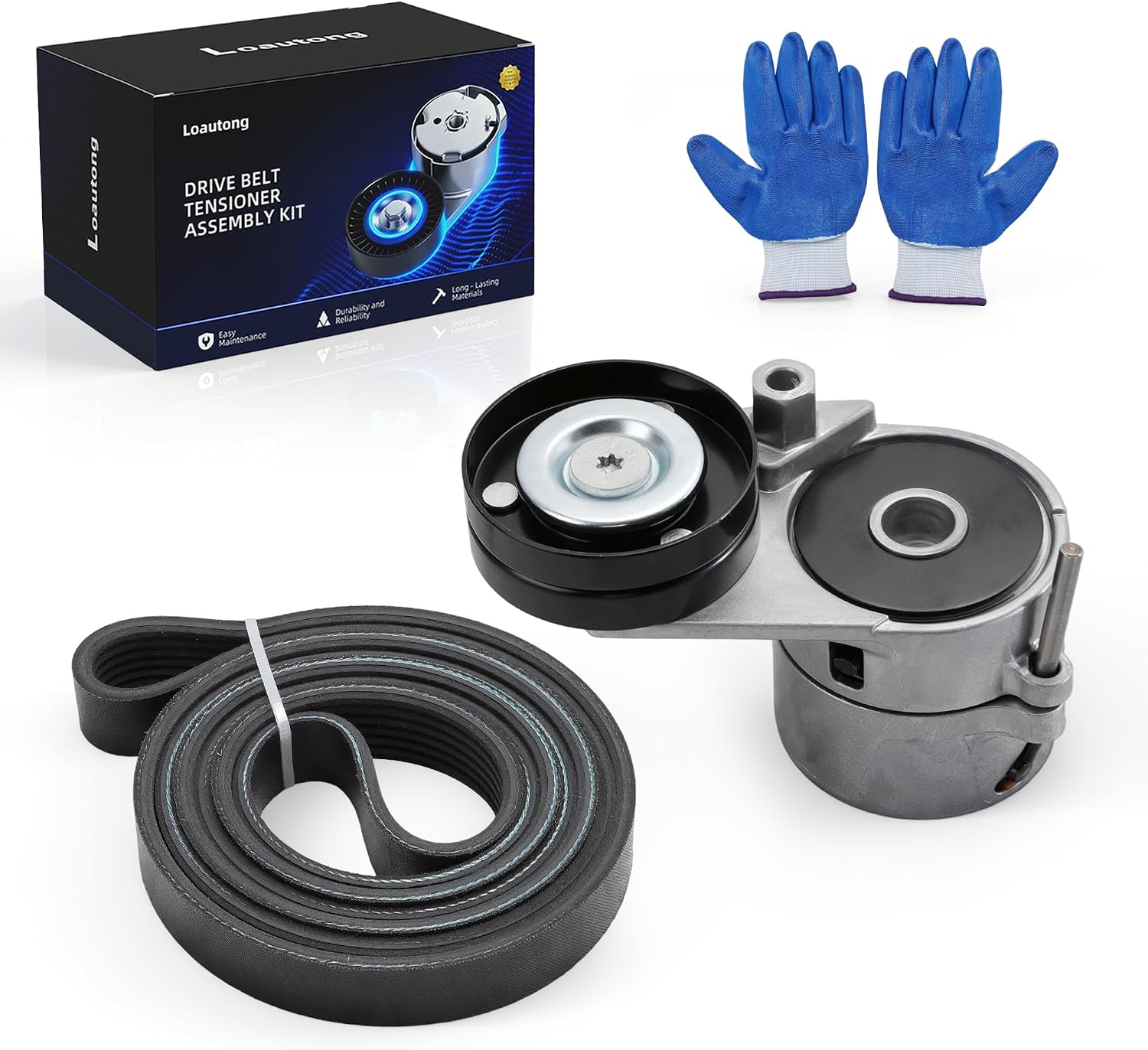 Belt Tensioner Serpentine Belt Kit for Audi A4 A6 Quattro V6 2.8L 1998-2001, for Volkswagen Passat V6 2.8L 1998-2005, 38193, 078903133, 078903133AB, 078903133B, 078903133L