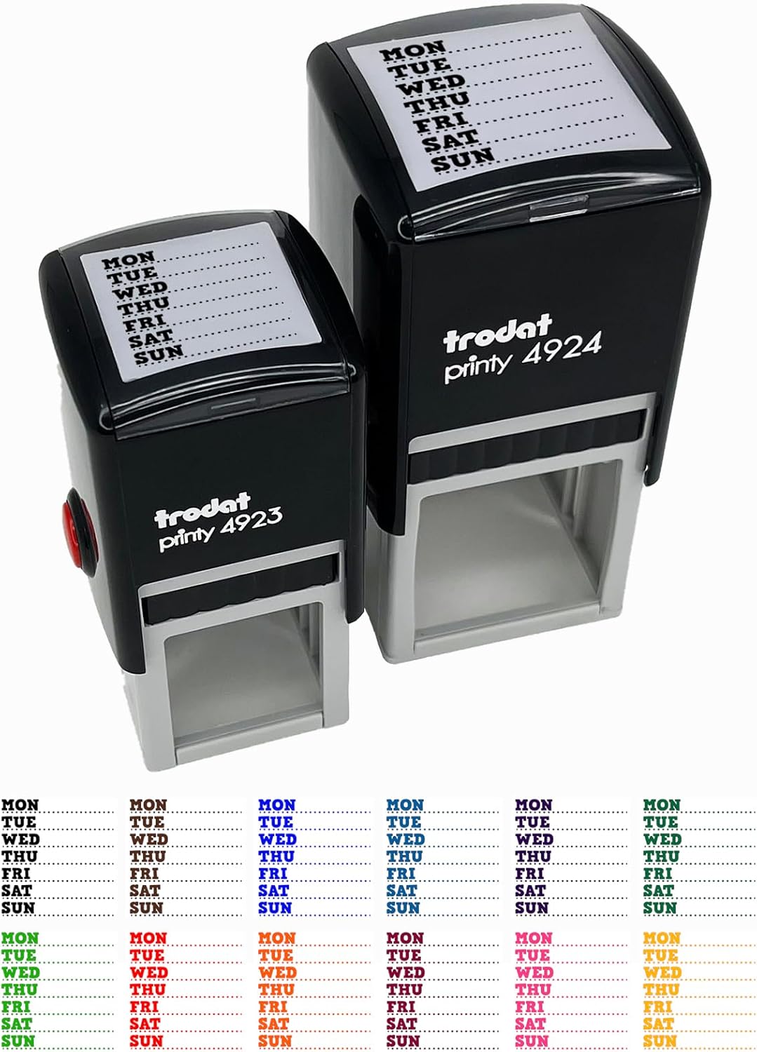Weekly Days of the Week List Self-Inking Rubber Stamp Ink Stamper - 1-1/2 Inch Large - Black Ink