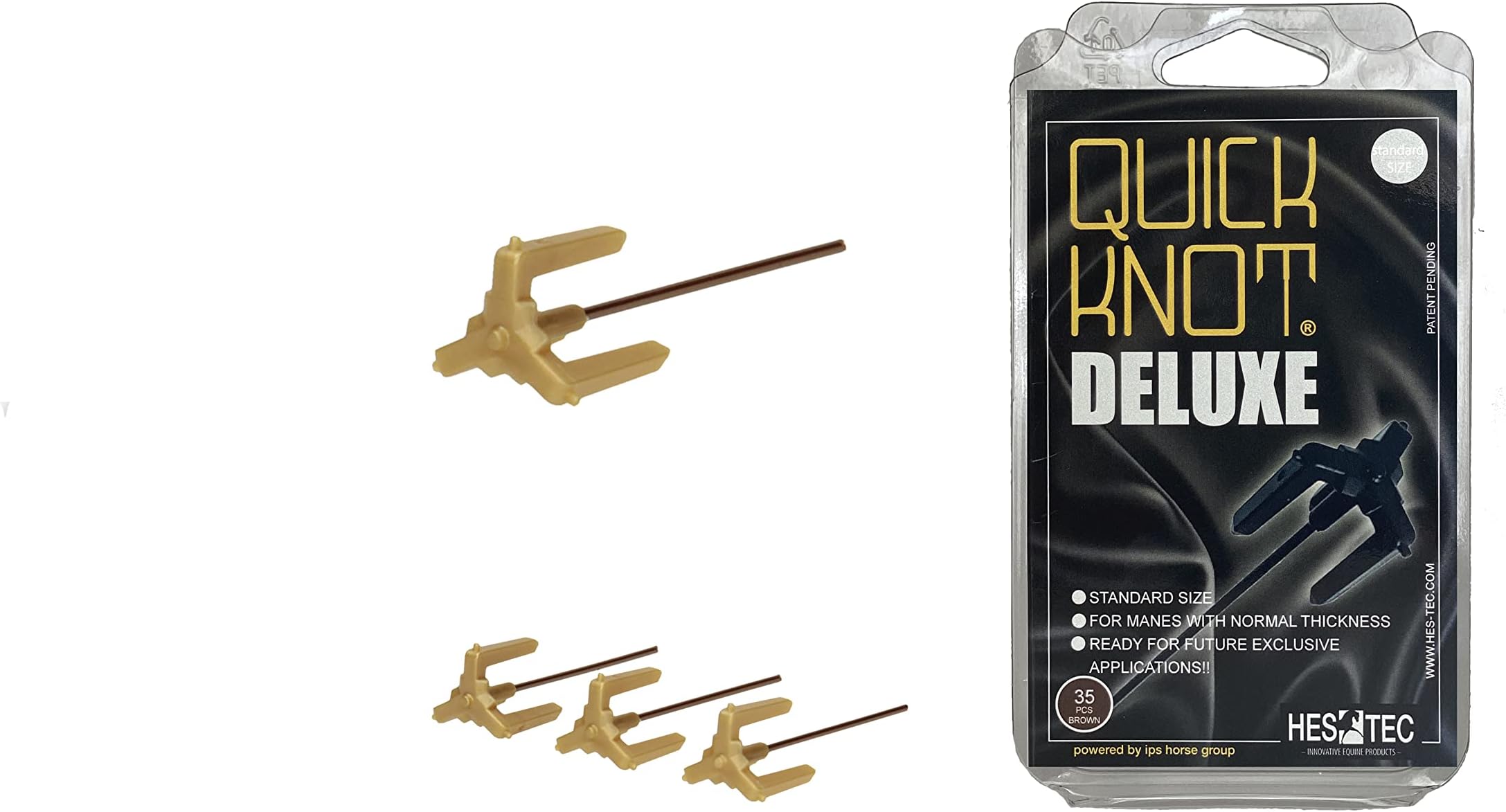 Deluxe® | Mane Clip for Bun | Suitable for Horses and Ponies | Standard or XL | Black, Brown & White (Standard, Brown)