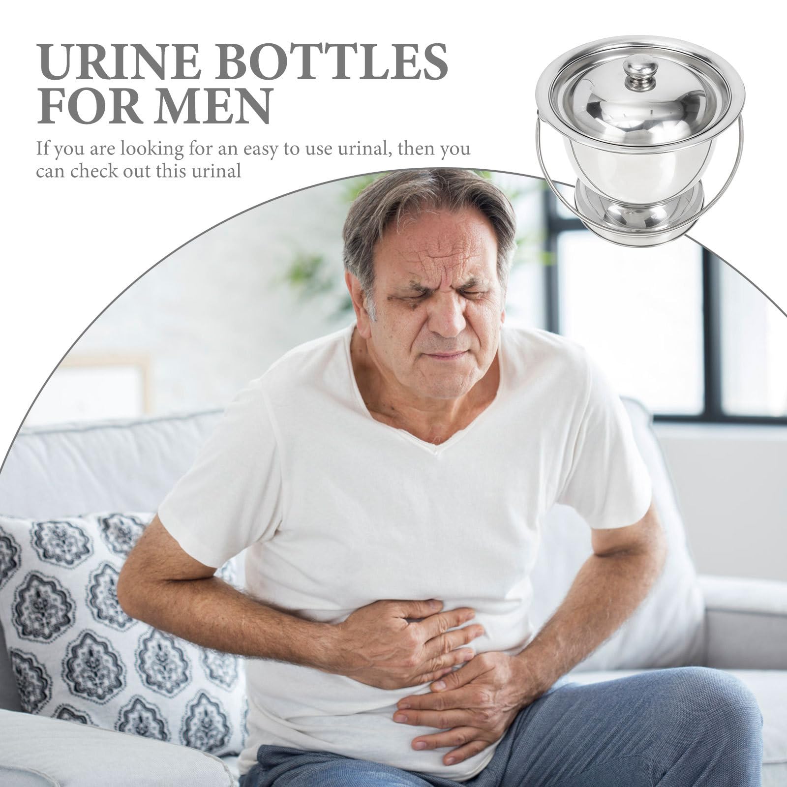 BETOOKY Urinal Robuster Nachttopf mit Tragbarem Griff Edelstahl und Deckel Praktisches Töpfchen Leicht zu Reinigen für Senioren und Kinder für Zuhause und Unterwegs