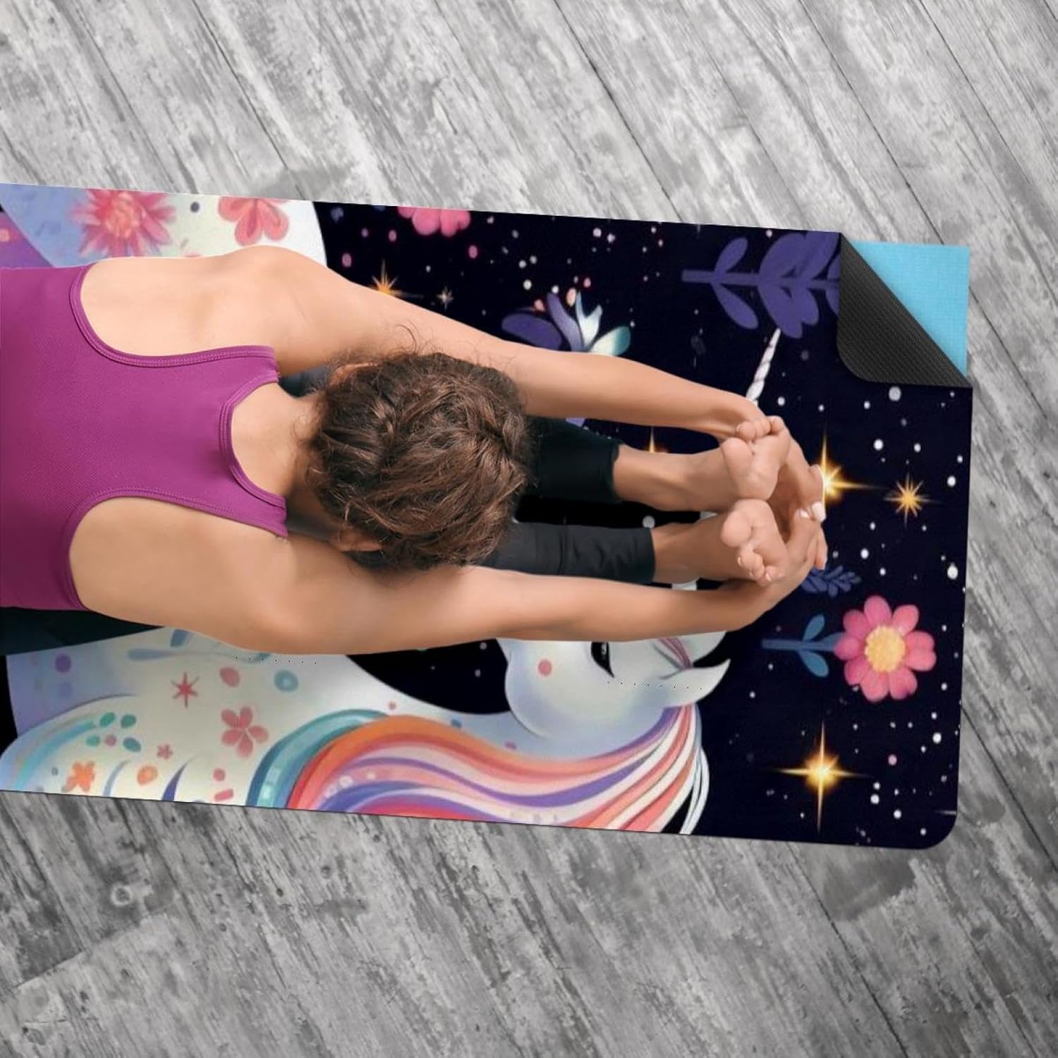 Yoga Towel, Galaxy Unicorn Pattern Non Slip Sweat Absorbent Hot Yoga Mat Towel for Hot Yoga, Pilates and Fitness - 72.8" x 26.8"