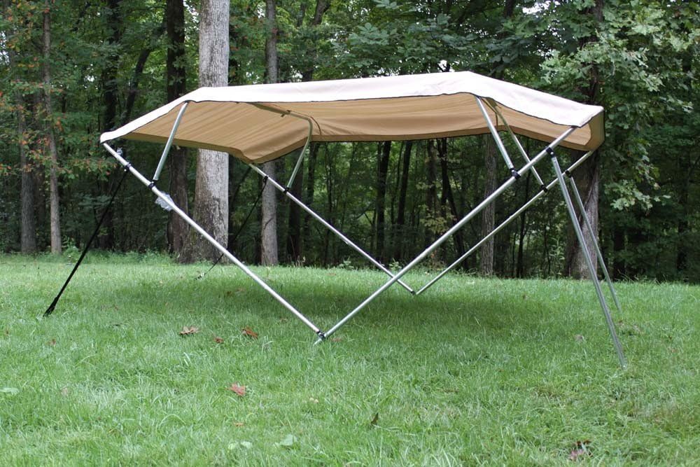 Vortex New Beige/Tan Pontoon/Boat 4 Bow Bimini Top 8' Long, 85-90" Wide, 54" High, Complete Kit, Frame, Canopy, and Hardware by Vortex