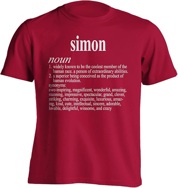 Funny First Name Gift for Simon Definition Adult TShirt SM Red