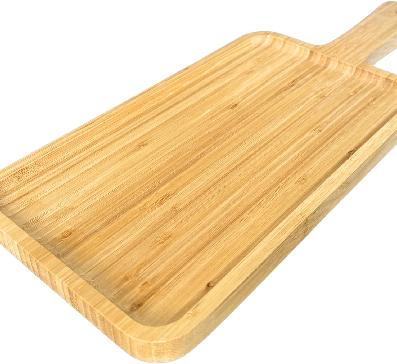 Bamboo Serving Board with Handle – Charcuterie Board for Serving Bread, Meat, Fruits, and Cheese – Kitchen Cutting Board Serving Tray Hanging Cutting Board Décor (L15.75" x W6.25")