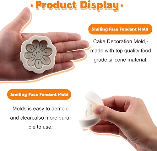 Miniatura 3 de Moldes de silicona para decoración de tartas de carita sonriente, flor, corazón, pastel, para decoración de pasteles, decoración de cupcakes, pasta