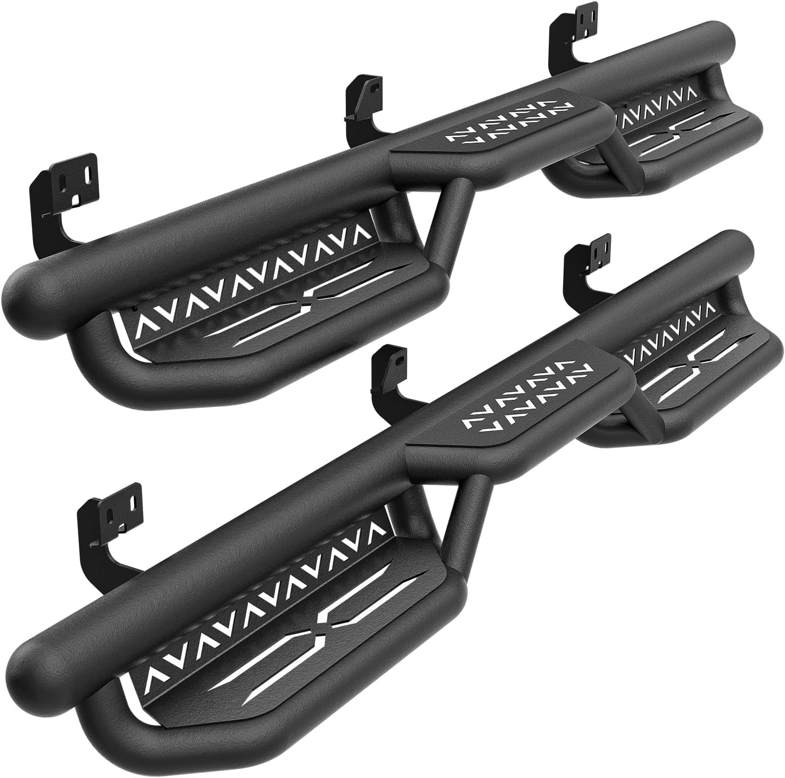 YZONA Crew Cab Running Boards Side Steps Compatible with 2009-2014 Ford F150 F-150 Super Duty SuperCrew Cab (4 Full Size Doors), Two Stairs Design Nerf Bar Side Rail Rock Sliders, Black Powder Coated