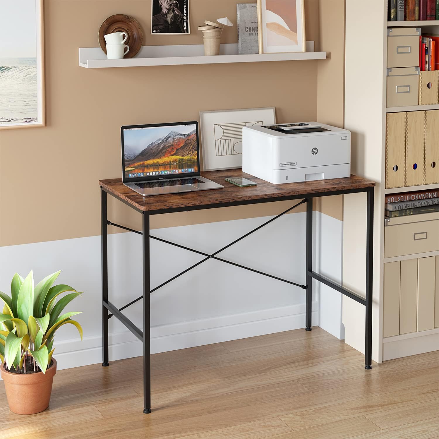 Laptop Study Table 39" Home Office Writing Desk,Computer Student Desk, Easy Assembly, Sturdy Desk for Girl Boy Kids Study PC Simple Executive Table Workstation for Small Space
