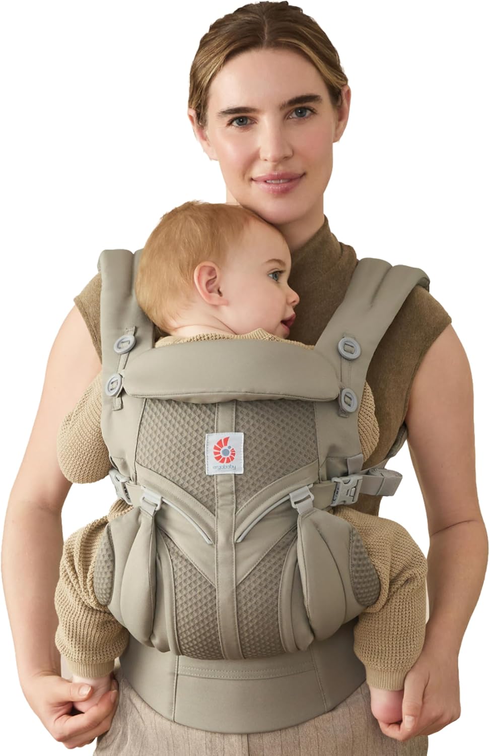 Ergobaby Omni Classic Baby Carrier for Newborn to Toddlers 0-48 Months | 4-Position Breathable Mesh Baby Carrier with Ergonomic Support, Fits 7-45 lbs, Soft Olive