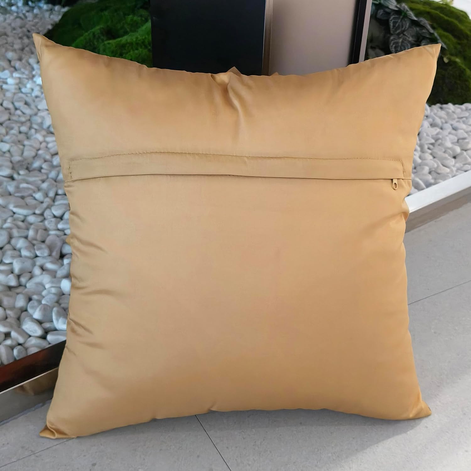 Bella's Giftshop 3D Sunflower Decorative Throw Pillow Covers for Bed Sofa Couch Car, Accent Floral Taffeta Cushion Cover, Handmade Pillow Cases Living Room Decor, 17x17 Inch-Gold - Image 7