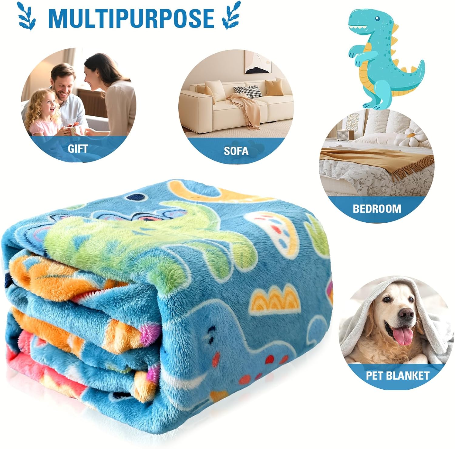 Glow in The Dark Dinosaur Blanket for Boys/Girls/Toddler/Baby, Cute Funny Kids Throw Blanket for Birthday/Toys, Dinosaur Gifts for Boy Age 3-12 40"x 60" - Image 8