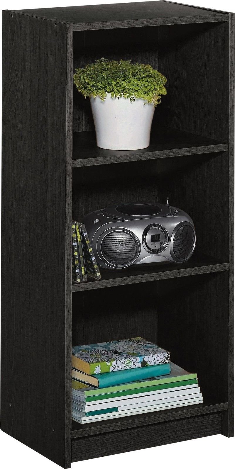 HOME Maine 2 Shelf Half Width Bookcase - Black Ash