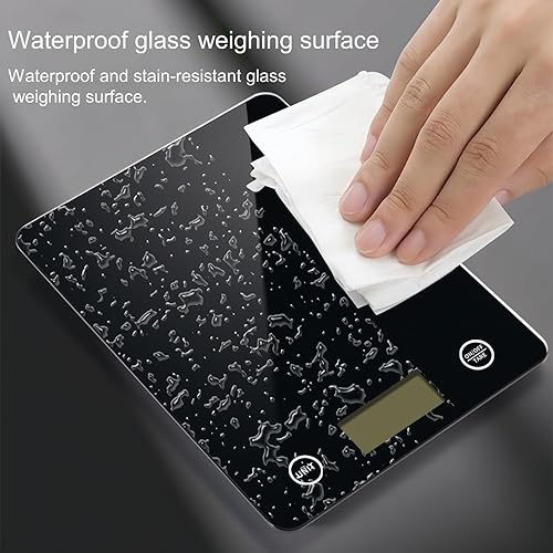 Miniatura 4 de Báscula digital de cocina, báscula de alimentos recargable con vidrio templado, gramos y onzas, carga USB, 0.03 oz de alta precisión para hornear,