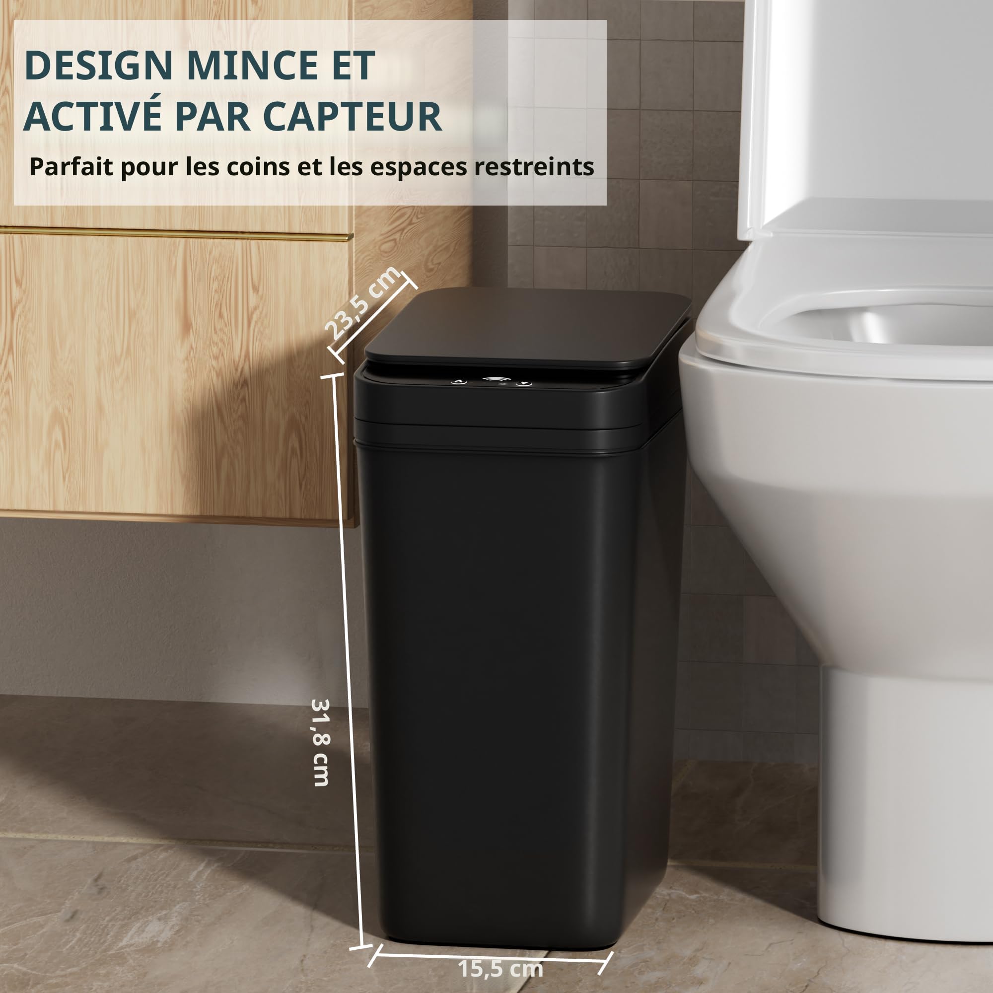 Lot De 3 Petites Poubelles Pour Salle De Bain Avec Couvercle