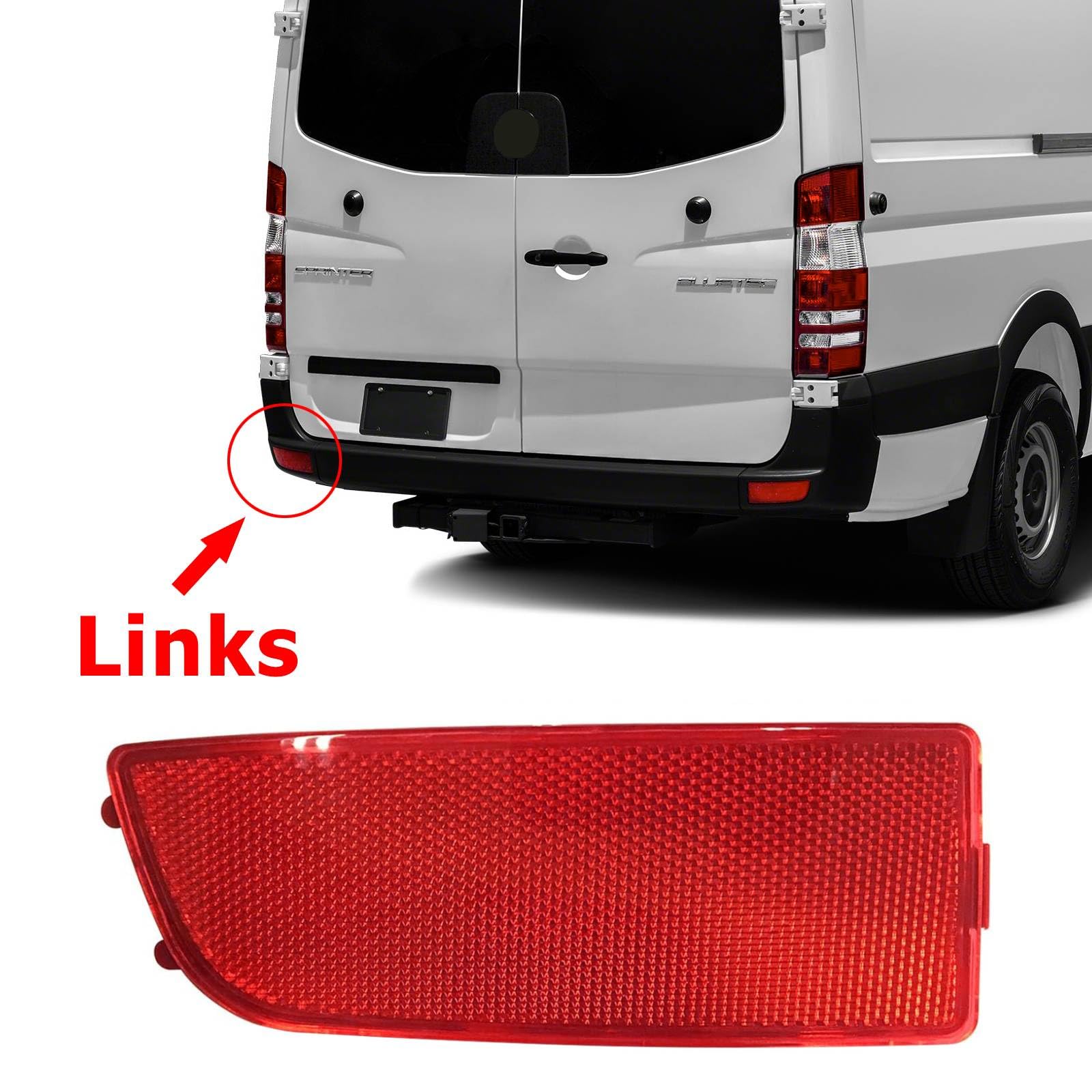 AUTOXBERT 2x Reflektor Stoßstange Rückstrahler für Mercedes Sprinter W906, für VW Cr-after Hinten Links und Rechts Rückleuchte Heckstoßstange Rückstrahler