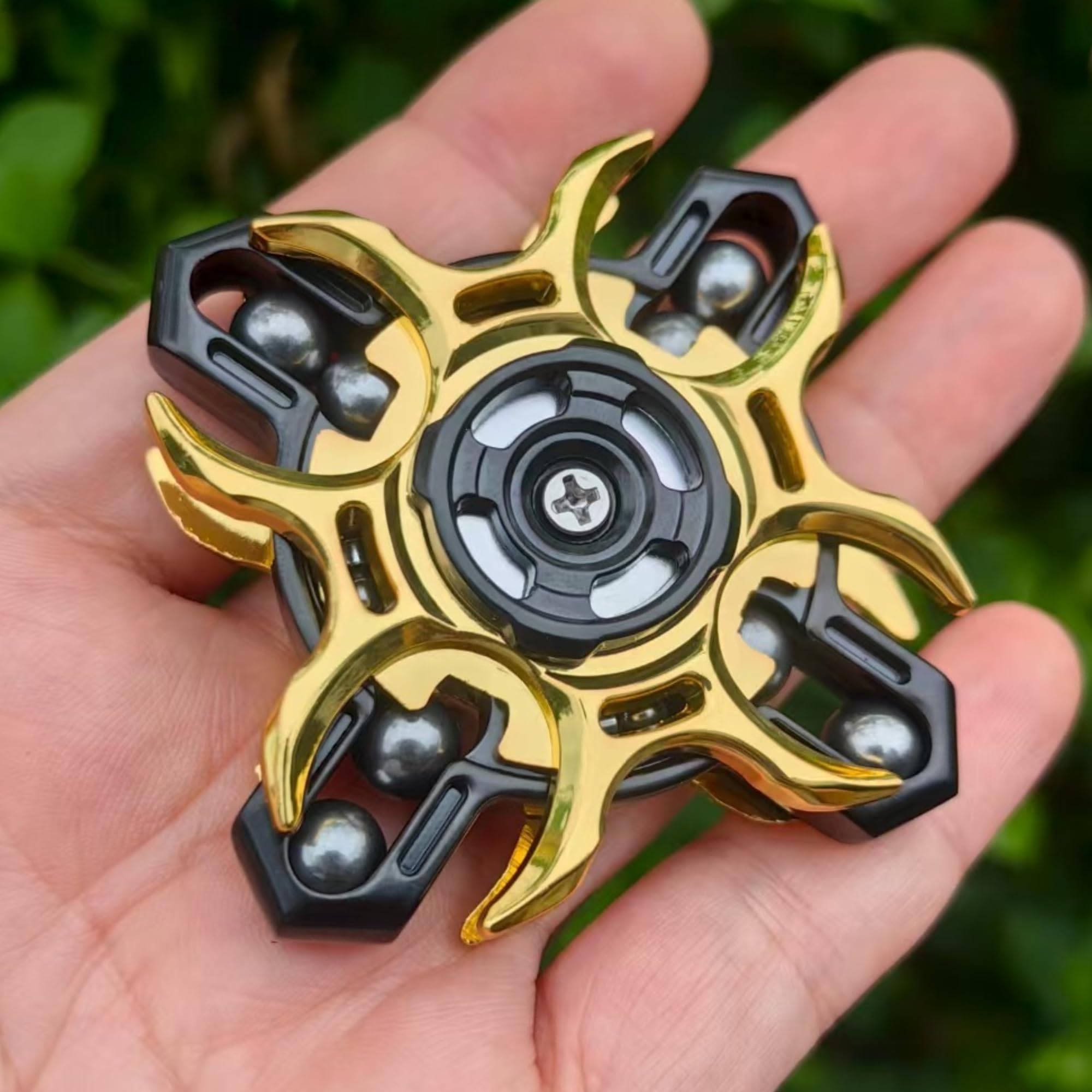 T-Conceal EDC Fidget Sliders Tuning Fork Fingertip Gyroscope Stress Relief Toys for Adults Enhance Concentration and Relaxation Long Spin Time Magnetic Metal Toys (Black Yellow) - Image 2