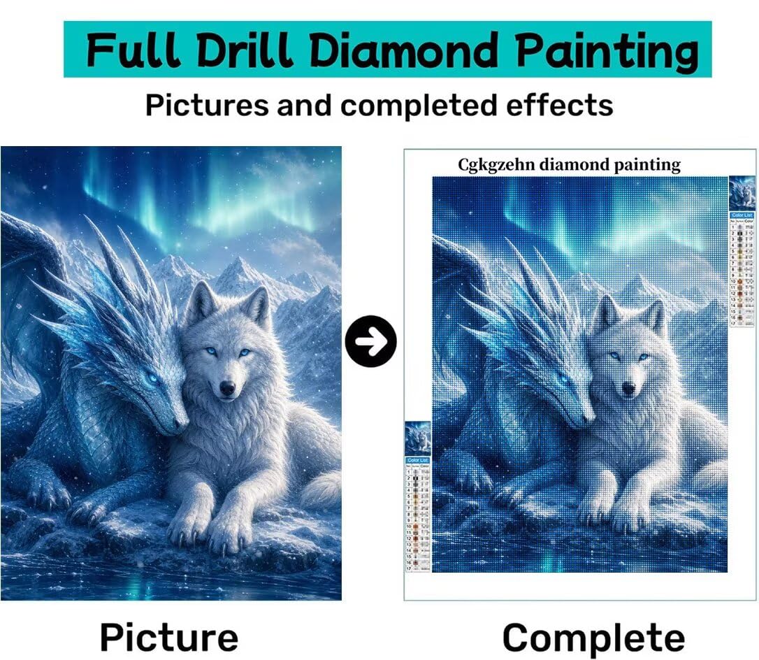 Diamond Painting Lobo Kit, Manualidad Creativa y Relajante 70x90cm C8-131