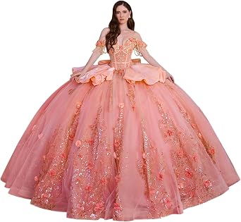 Mauuwy Luxury 3D Floral Sequin Applique Quinceanera Dresses Satin Layered Sweet 16 Dress Beaded Tulle Bow Dress with Tassel