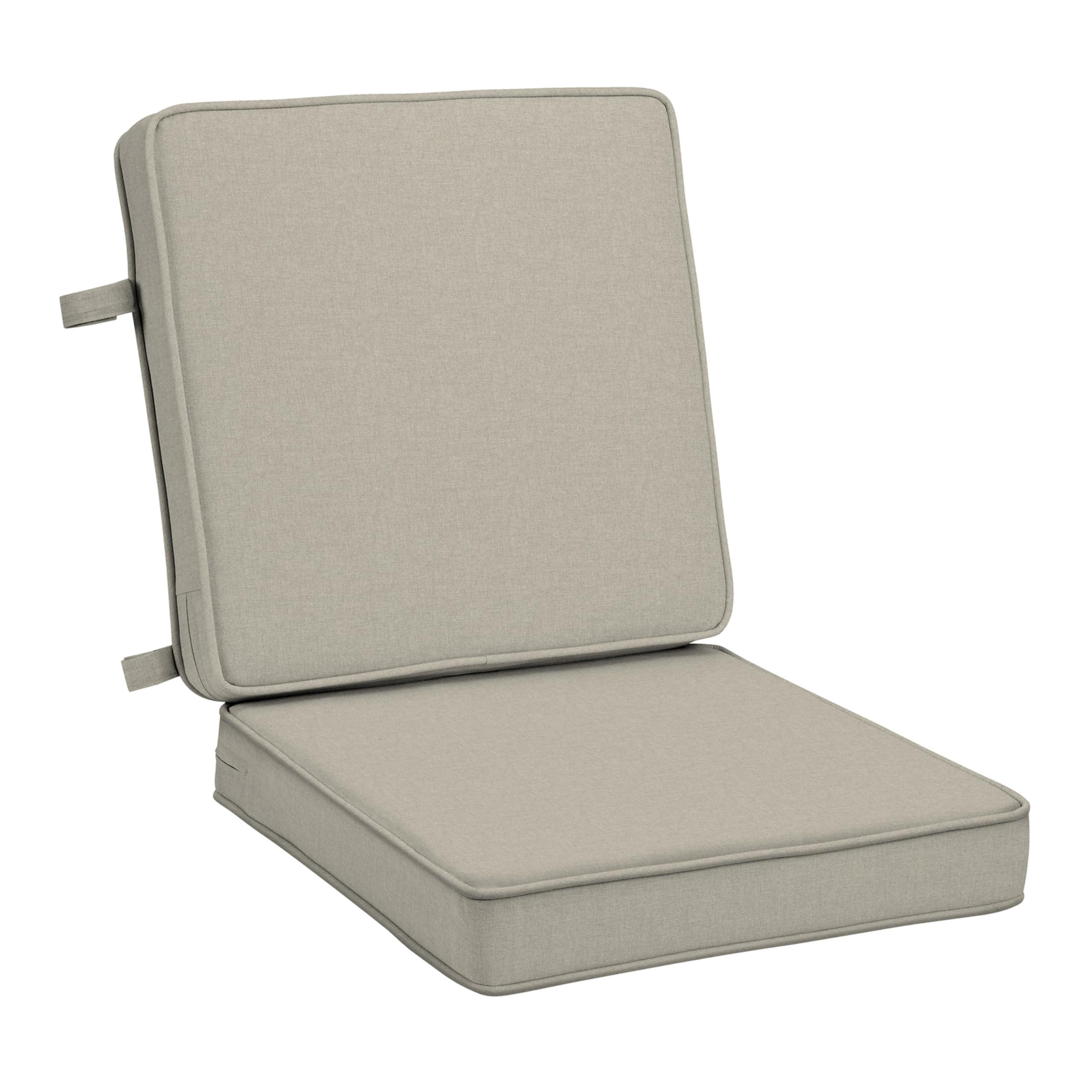 Arden Foam Outdoor Double Welted Dining Chair Cushion, 20 x 20, Made with ProFoam, Rain-Proof, Fade Resistant, Heathered Taupe Woven Solid-image-47