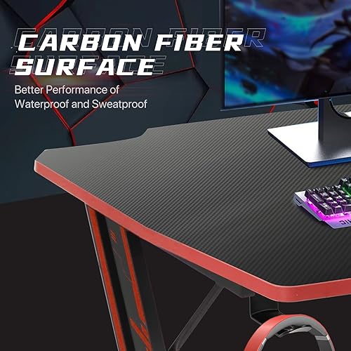 Miniatura 5 de Escritorio para juegos para computadora, escritorio en forma de Z, mesa de juegos para escritura, moderno, ergonómico, estilo de carreras, mesa de