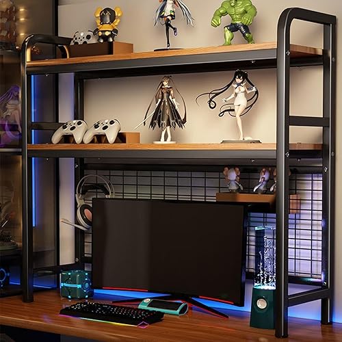 Estantería de escritorio de 2 niveles y 3 niveles para escritorio de computadora, organizador de libros, estante de exhibición multiusos, para