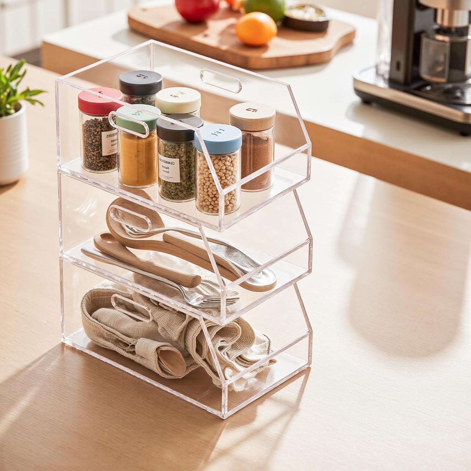 Gelite Stackable Storage Bin Organizer with Handles Acrylic Storage Container for Toy Pantry Kitchen Cabinet Bathroom Closet Office Organization, 11.4x7.5x5.1'', Clear - Image 7