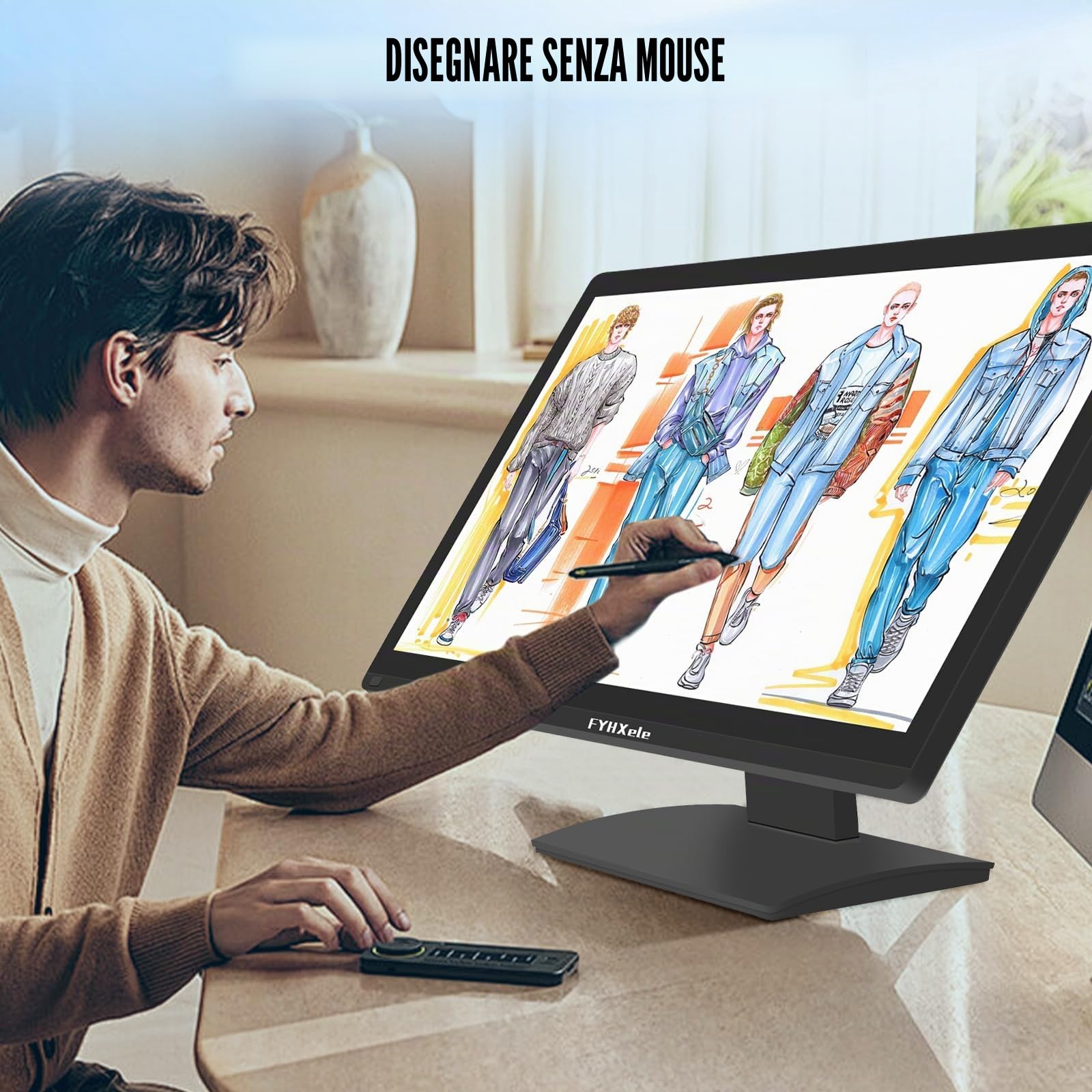 FYHXele Monitor Touch 24 Pollici 1080P 100Hz FHD (1920x1080) IPS 16:9 Monitor Commerciale Supporta il Tocco a 10 Punti Rotazione di 180 Gradi VGA HDMI Audio Supporto VESA Protezione degli Occhi