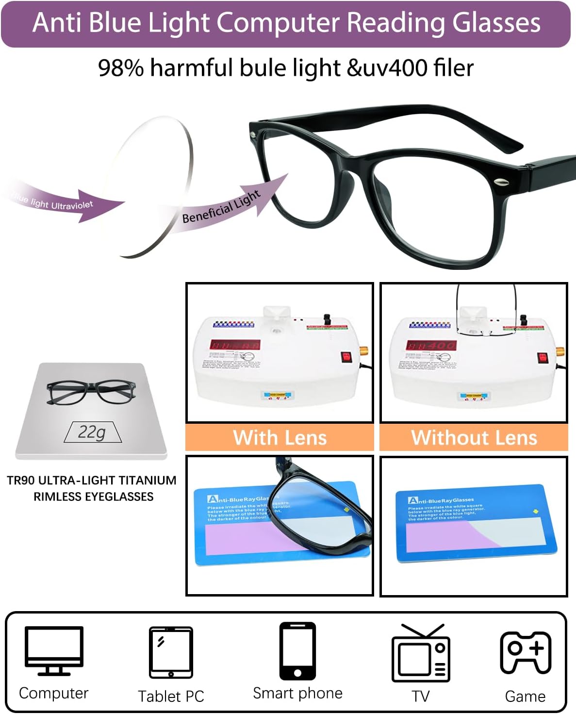 2-Pack Photochromic Progressive Readers With Blue Light Blocking, Multi-Focus Reading Glasses for Men & Women - Image 4