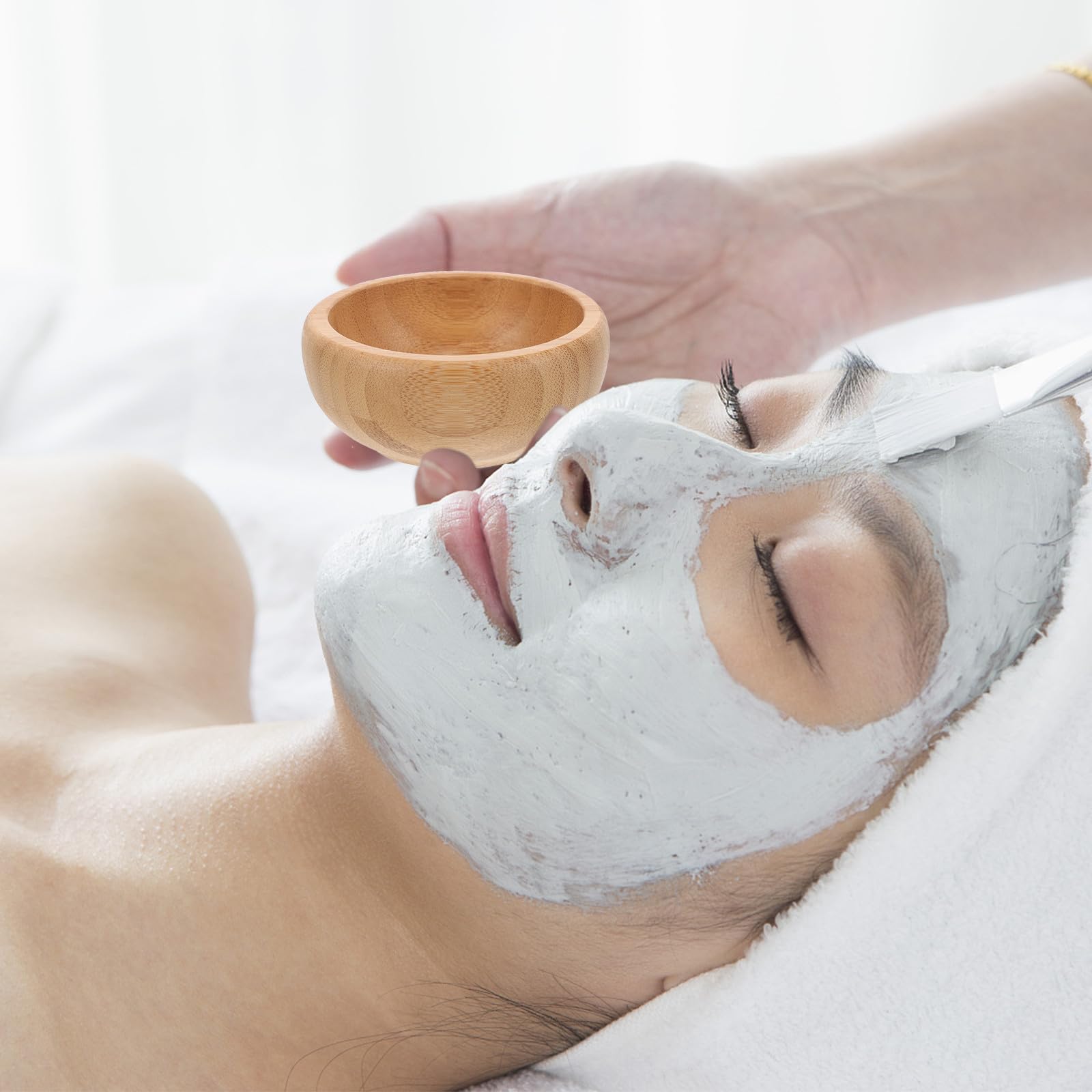 GANAZONO Set Maschere Viso in Legno Naturale Ciotola, Pennello, Bastoncino e Cucchiaio, Kit Completo per Preparazione Maschere Idratanti e Pulizia Viso a Casa e Salone Stili multipli