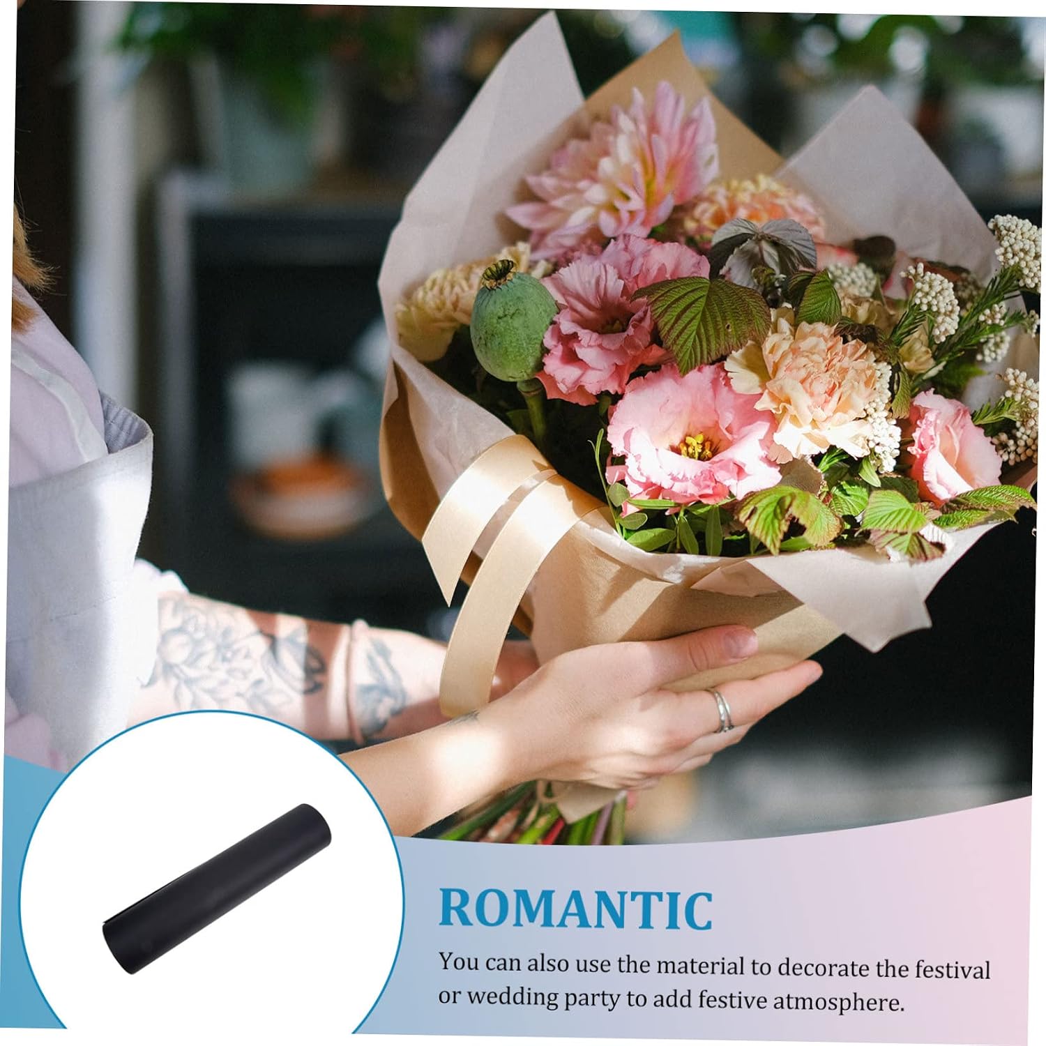 DOITOOL 1roll Kraft Paper for Flower Bouquets Floral Wrapping Paper Roll for Crafting Wrapping and Decorative Packaging