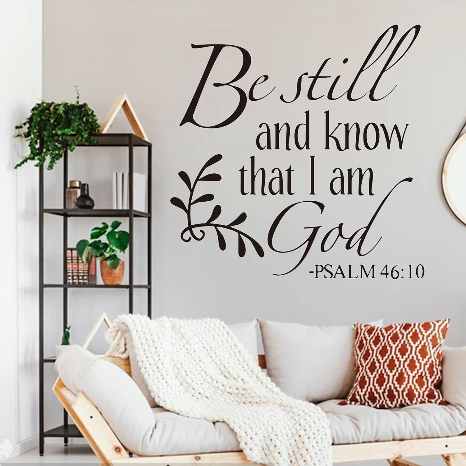 Be Still and Know That I am God Psalm 46:10 Wall Decal, Christian Inspiring Bible Verse Quote Wall Stickers Vinyl Handwriting Art Letters Prayer Blessed Home Decor Wallpaper