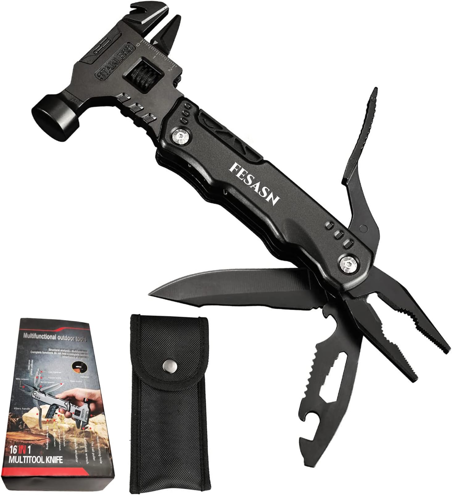 HANSHI Upgraded Adjustable Wrench Multitool Hammer with YG10 Tungsten