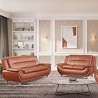 Vista 12 de Juego de sofá y sofá biplaza, juego de sofá de piel sintética, juego de muebles de sala de estar, juego de sofás blancos para sala de estar