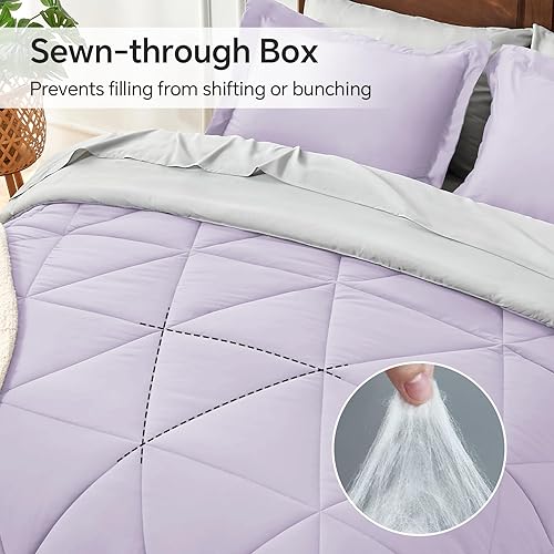 Miniatura 10 de BEDELITE Juego de edredón tamaño King de 7 piezas en una bolsa, juego de cama reversible de microfibra suave negro con edredones, sábanas, fundas de